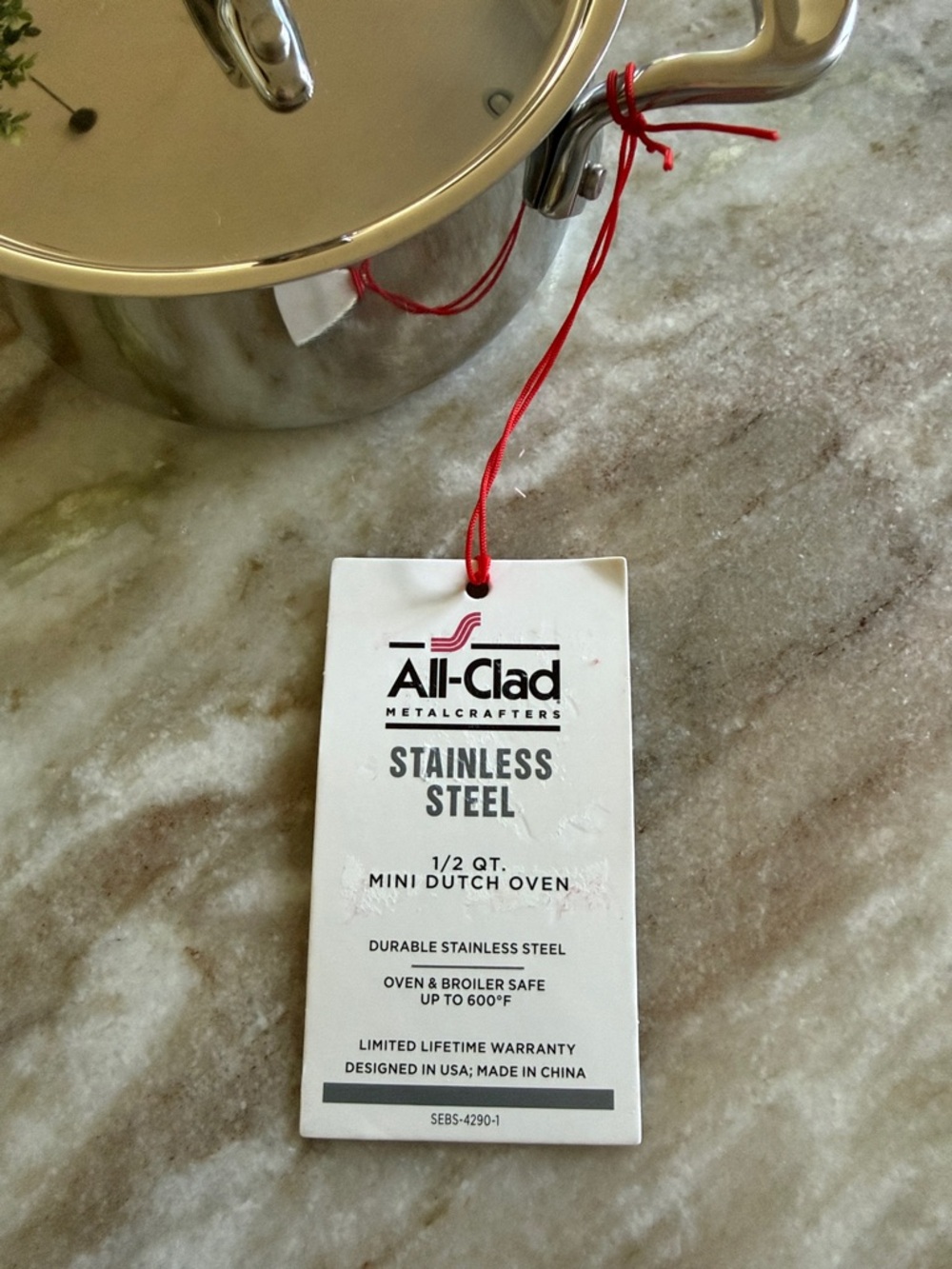 All Clad 1/2 quart Stainless Steel Mini Dutch Oven - Picture 2 of 3